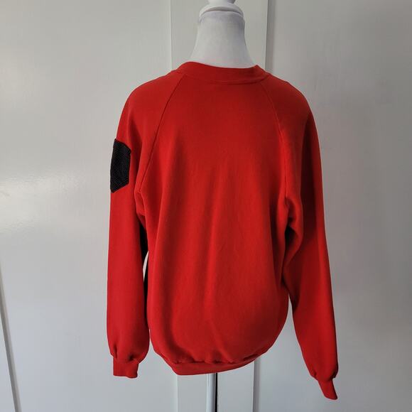 Jerzees Size L Vintage Duck Red Button Up Sweatshirt Black White Polka Dot - Picture 4 of 10